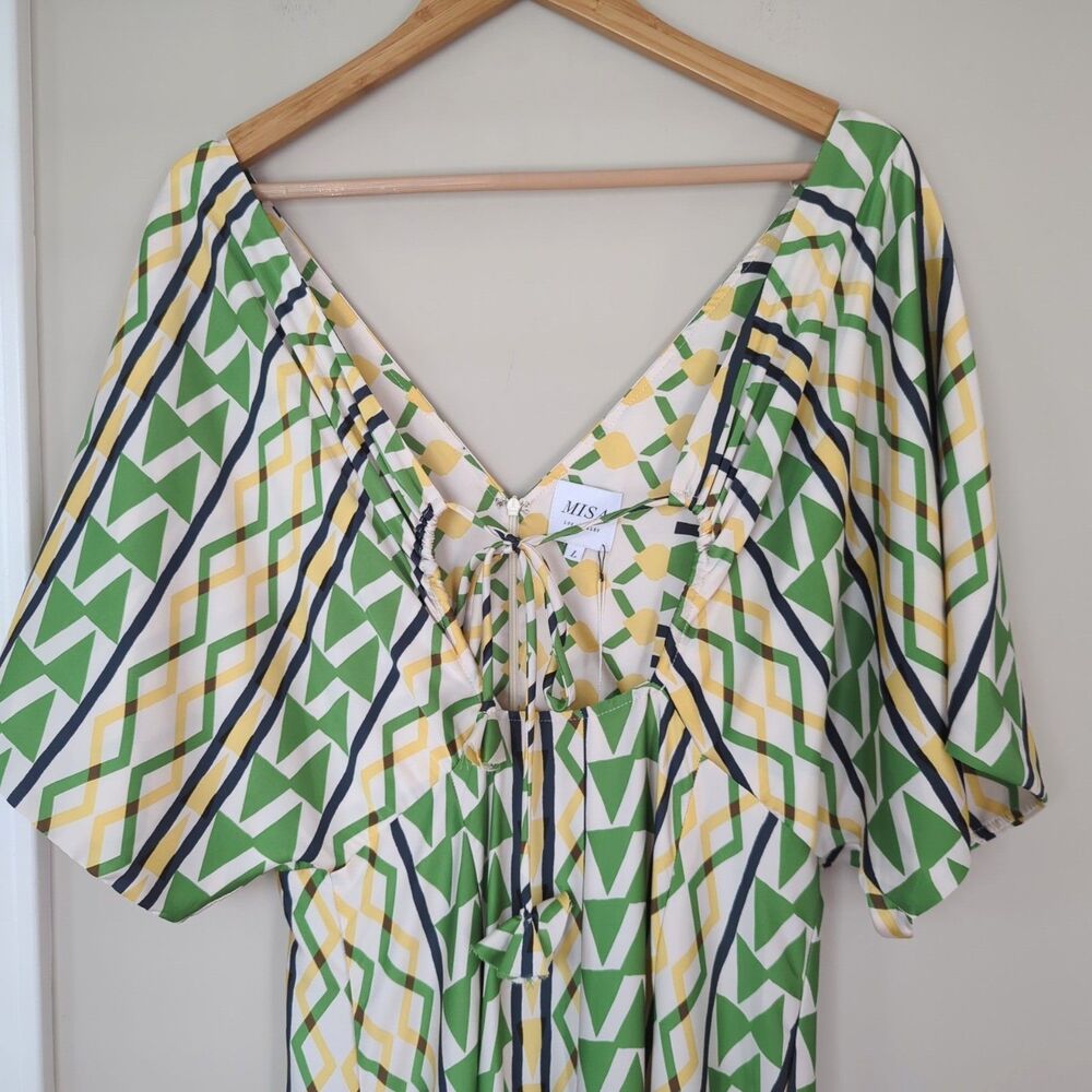 MISA Los Angeles NWT Irena Midi Dress Limoncello Geo Mix Large Satin - Picture 4 of 10